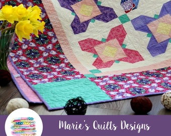 PDF Star Quilt Pattern, Digital, Easy, Floral, Simple, Tutorial