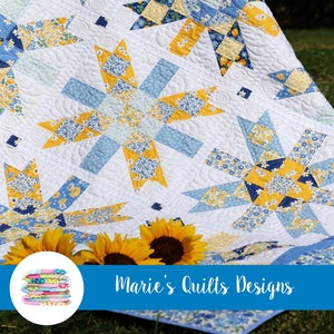 Modern Easy PDF Twin Quilt Pattern, Digital, Floral, Simple, Tutorial