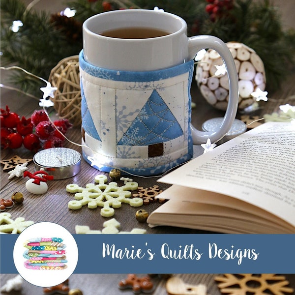 Mug Warmer PDF Digital Quilt Block Simple Sewing Pattern, Christmas Time, Scarp, Winter, New Year, Quilted, Gift