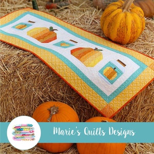 Pumpkin Table Runner Pattern PDF Digital Fall Block Quilt image 1