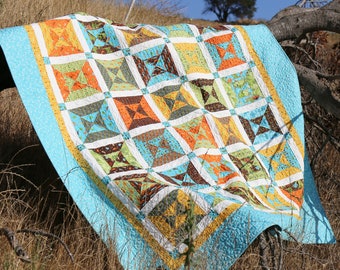 Handmade Twin Quilt, Modern Patchwork Bedding