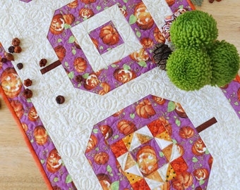 Patchwork Pumpkin Table Runner, Thanksgiving Fall Decor