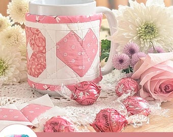 Mug Warmer Quilt Block PDF Pattern, Valentine Day, Cozy (Digital Download)