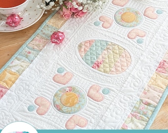 Easter Floral Egg Scrap Quilt Table Runner Pattern (PDF Digital)