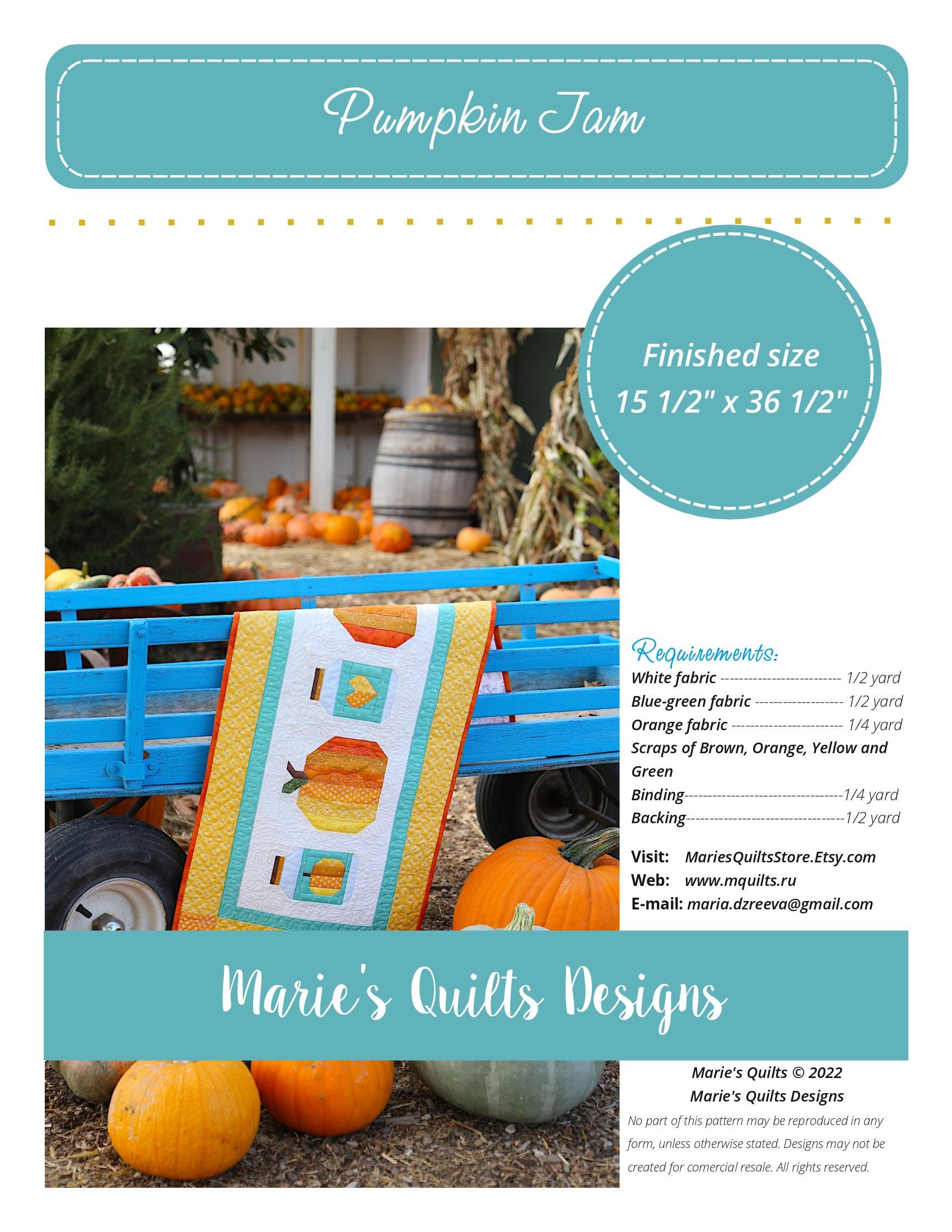 Pumpkin Table Runner Pattern PDF Digital, Fall Block Quilt , Easy ...