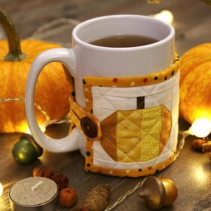 Mug Warmer PDF Digital Quilt Block Simple Sewing Pattern, Pumpkin Spice, Scarp, Fall, Thanksgiving, Quilted image 4