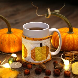 Mug Warmer PDF Digital Quilt Block Simple Sewing Pattern, Pumpkin Spice, Scarp, Fall, Thanksgiving, Quilted image 3