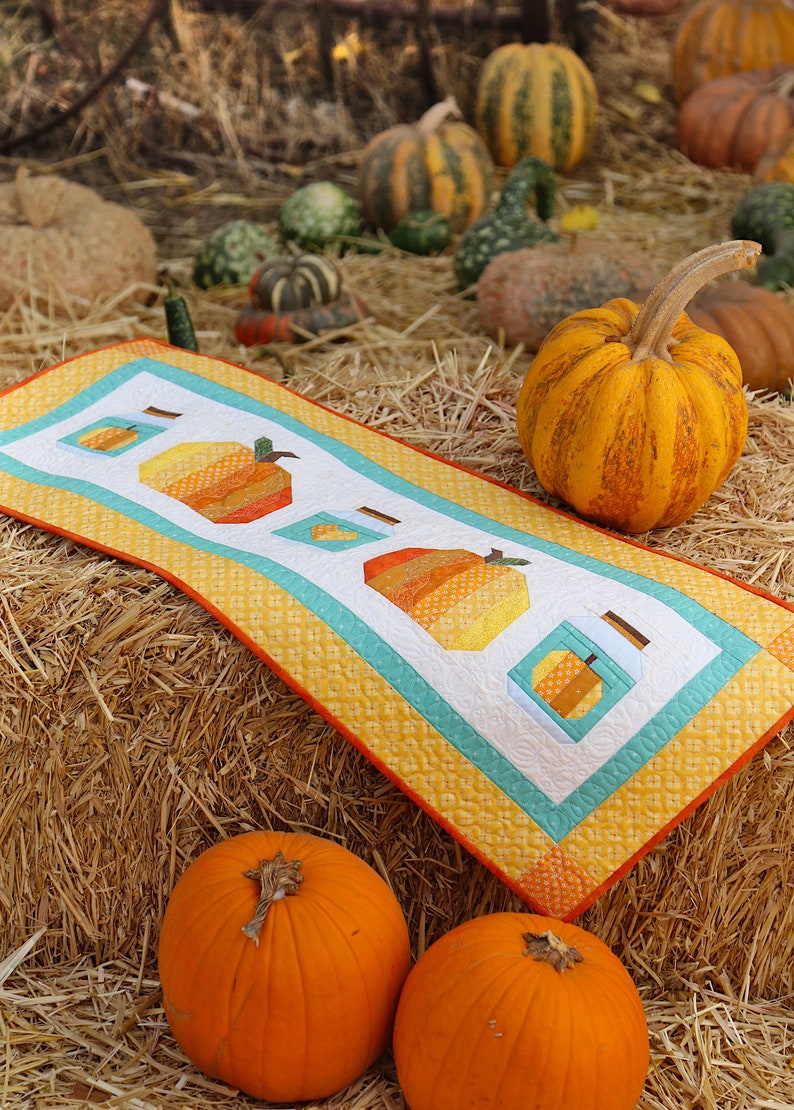 Pumpkin Table Runner Pattern PDF Digital Fall Block Quilt image 4