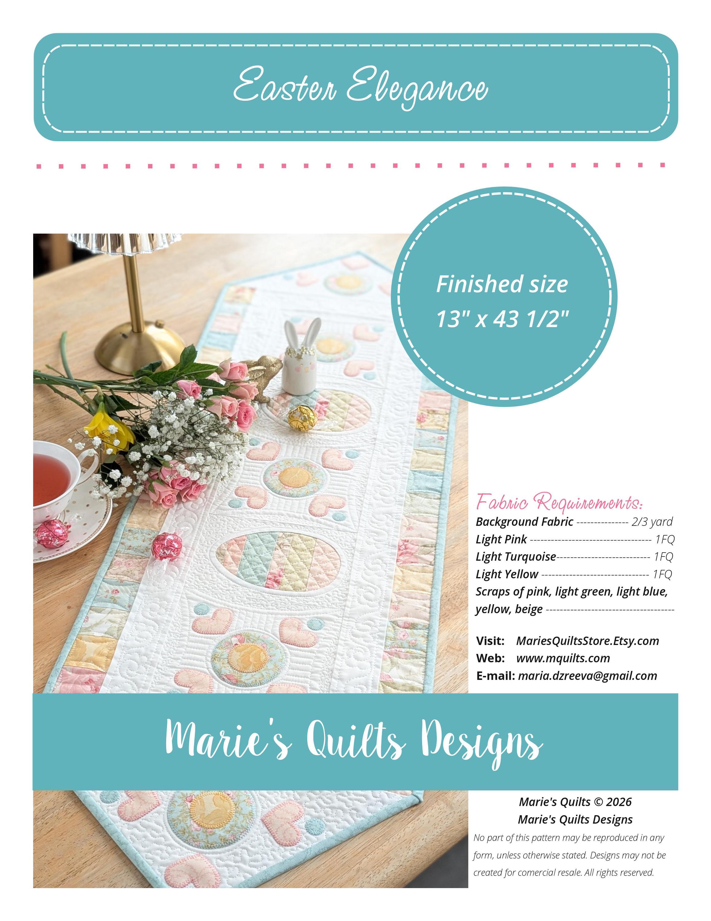 Easter Floral Egg Scrap Quilt Table Runner Pattern (PDF Digital) - Etsy