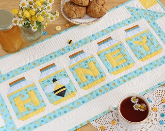 Bee Honey Quilted Table Runner, Summer Home Decor