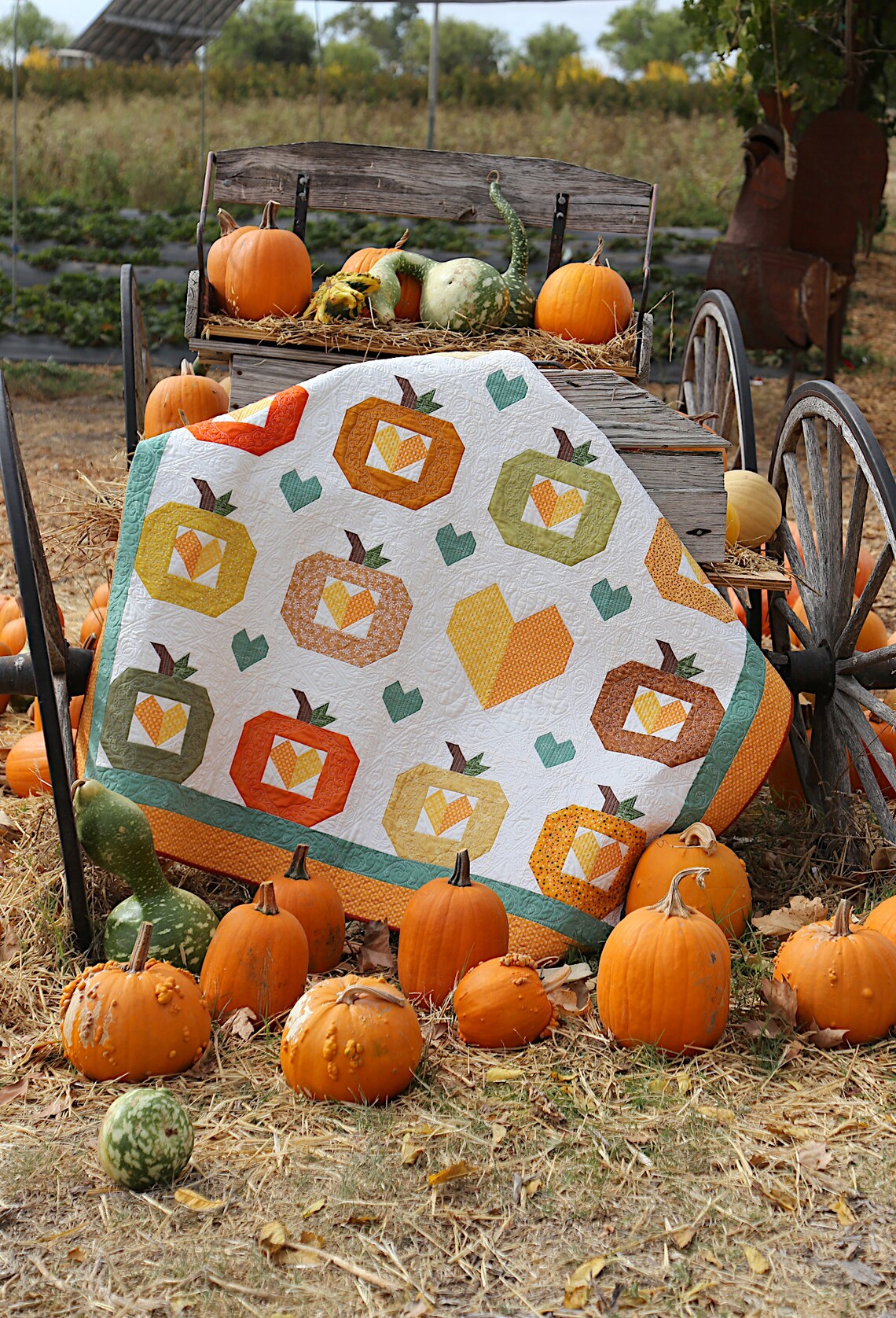 Pumpkin Quilt Pattern PDF Digital, Heart, Harvest, Thanksgiving, Block ...