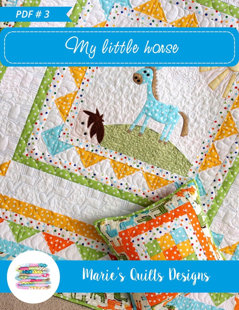 pdf baby quilt pattern digital horse applique simple boy etsy