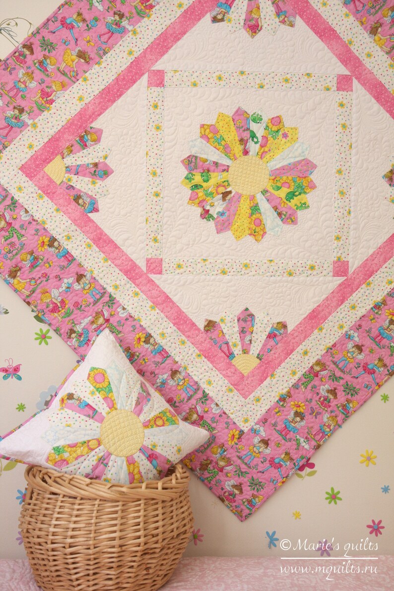 Sale Pink Modern Baby Girl Crib Quilt Baby Bedding Etsy