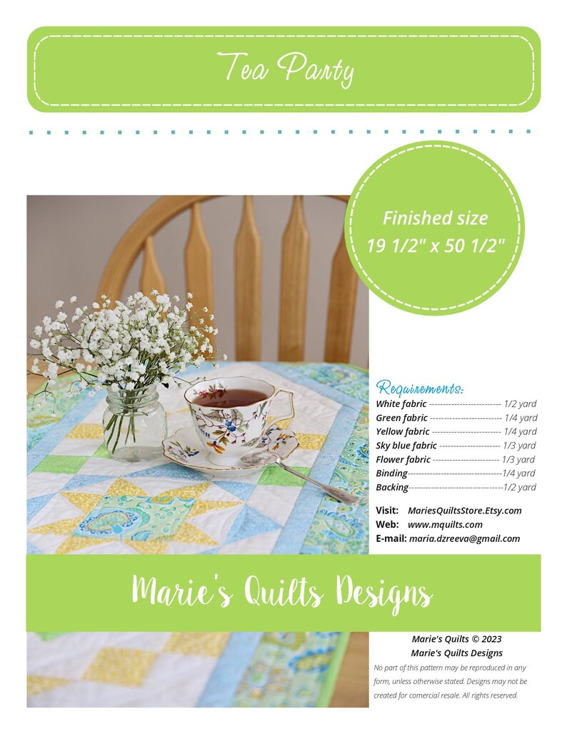Summer Easy Table Runner Pattern PDF Digital, Star Block Quilt, Table ...
