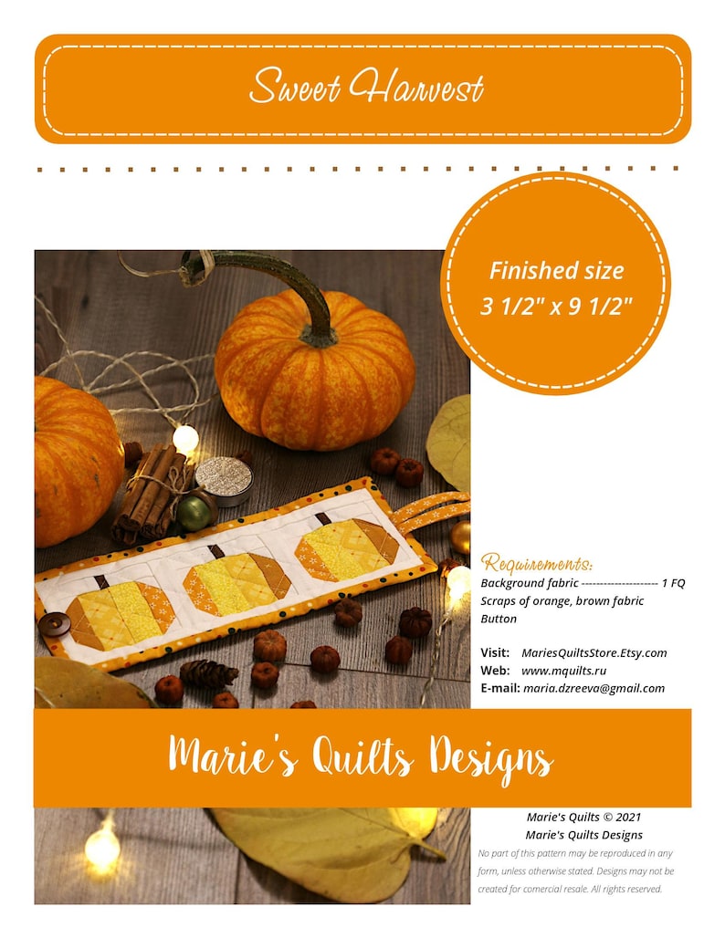 Mug Warmer PDF Digital Quilt Block Simple Sewing Pattern, Pumpkin Spice, Scarp, Fall, Thanksgiving, Quilted image 2