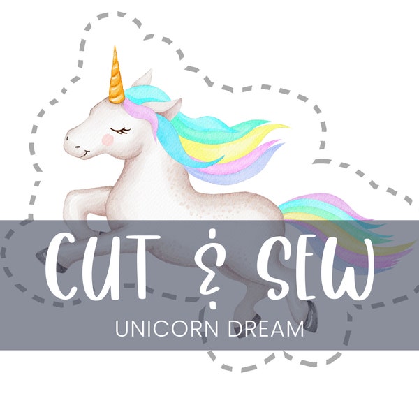 Cut and Sew Unicorn, Cut and Sew Panel, DIY Kit, Cut and Sew, DIY for Beginners, Fabric Panel, Easy Sewing Projects, Kid DIY Kit