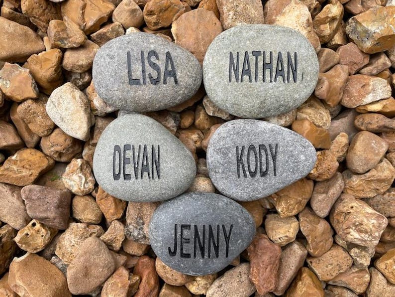 Name Rocks For Classroom 5 Custom Engraved Name Rocks: Sandblasted Garden Stones - Etsy