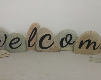 Piedras de bienvenida grabadas a medida: piedras de jardín seleccionadas a mano