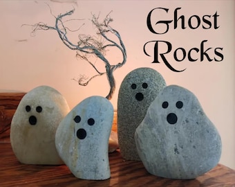 Piedras fantasma personalizadas, decoración de Halloween, octubre, otoño, decoraciones