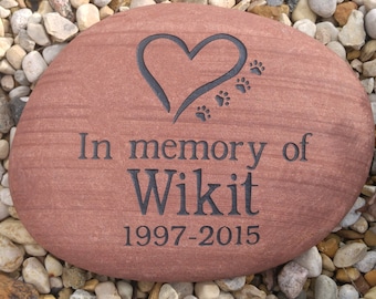 Piedra conmemorativa grabada personalizada para mascotas: recuerdo con el nombre de tu perro o gato