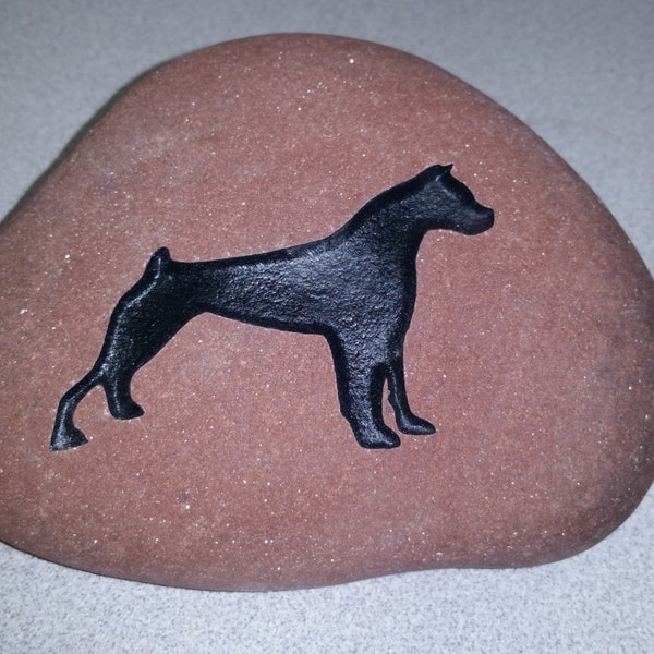 Custom Engraved Pet Silhouette Rock - Engraved Rock, Stone, Dog, Cat, namesake, etched rock, etched stone, Sandblast