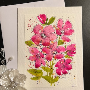 Tarjeta de acuarela original 23 y sobre -pintura del artista Lin Pacific follaje de hojas verdes incompletos, un regalo para enmarcar y colgar