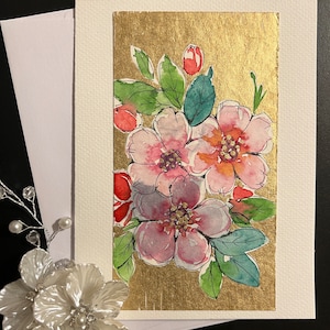 Tarjeta de acuarela original 19 y sobre -pintura del artista Lin Pacific follaje frondoso verde incompleto, un regalo para enmarcar y colgar