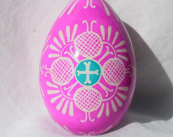 Break Resistant Pysanky.Traditional wax and dye on composite plastic egg.Ukrainian Easter Egg for child or klutz.The beauty of real pysanka