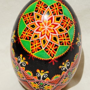 Goose Egg Pysanky-Ukrainian Easter Egg- Art.  Home decor-Gift-Perfect for Birthday, Easter, Christmas.  Batik egg.  Made in Michigan USA