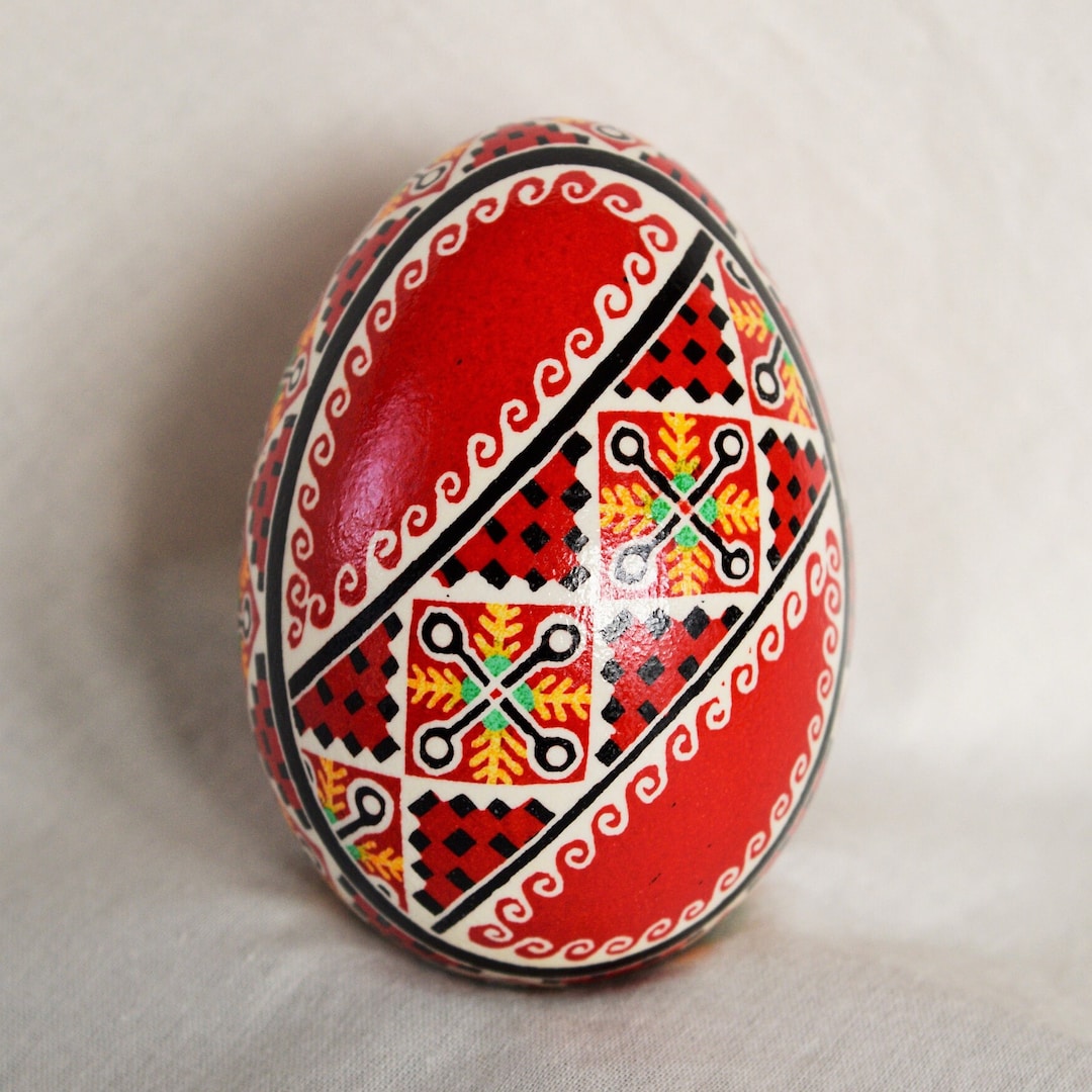 Pysanky Goose Egg. Easter Egg Ukrainian Egg Goose Egg. Red, Black ...