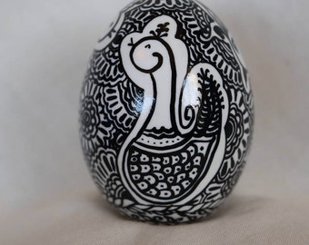 Duck egg art with Three Birds.  Mehndi style design spirit of pysanky Ukrainian Eggs Easter Eggs Decorated egg USA made in Michigan