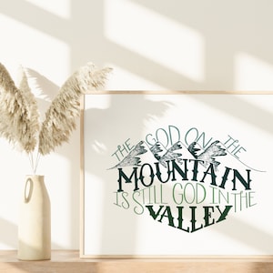 God on the Mountain | Hand Lettered Christian Song Art Print