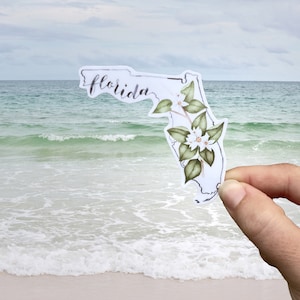 Florida State Form und Orange Blüte Blume Vinyl Aufkleber, Wasserflasche Aufkleber, Laptop Aufkleber