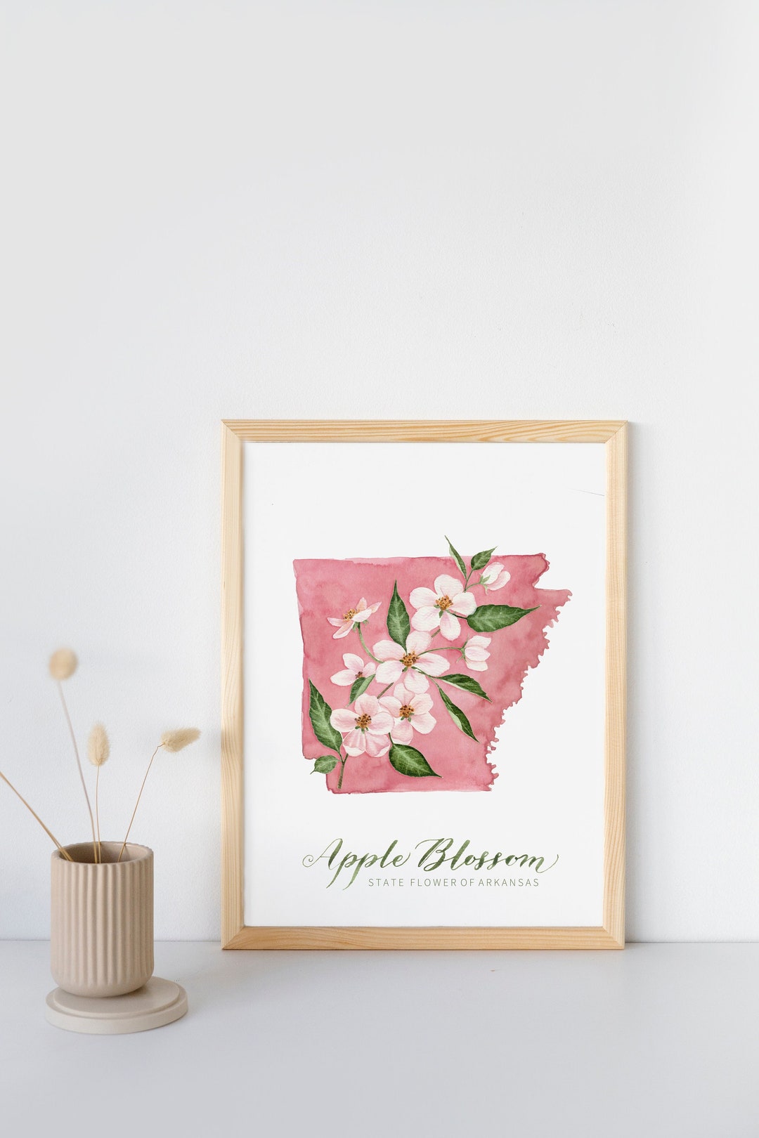 Arkansas State Flower Print | Apple Blossom Watercolor Painting and ...