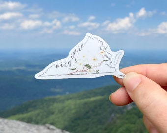 Virginia State Outline and Dogwood Flower Matte Vinyl Waterproof Sticker