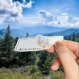 Waterdichte vinylsticker Tennessee State Outline en Iris Flower