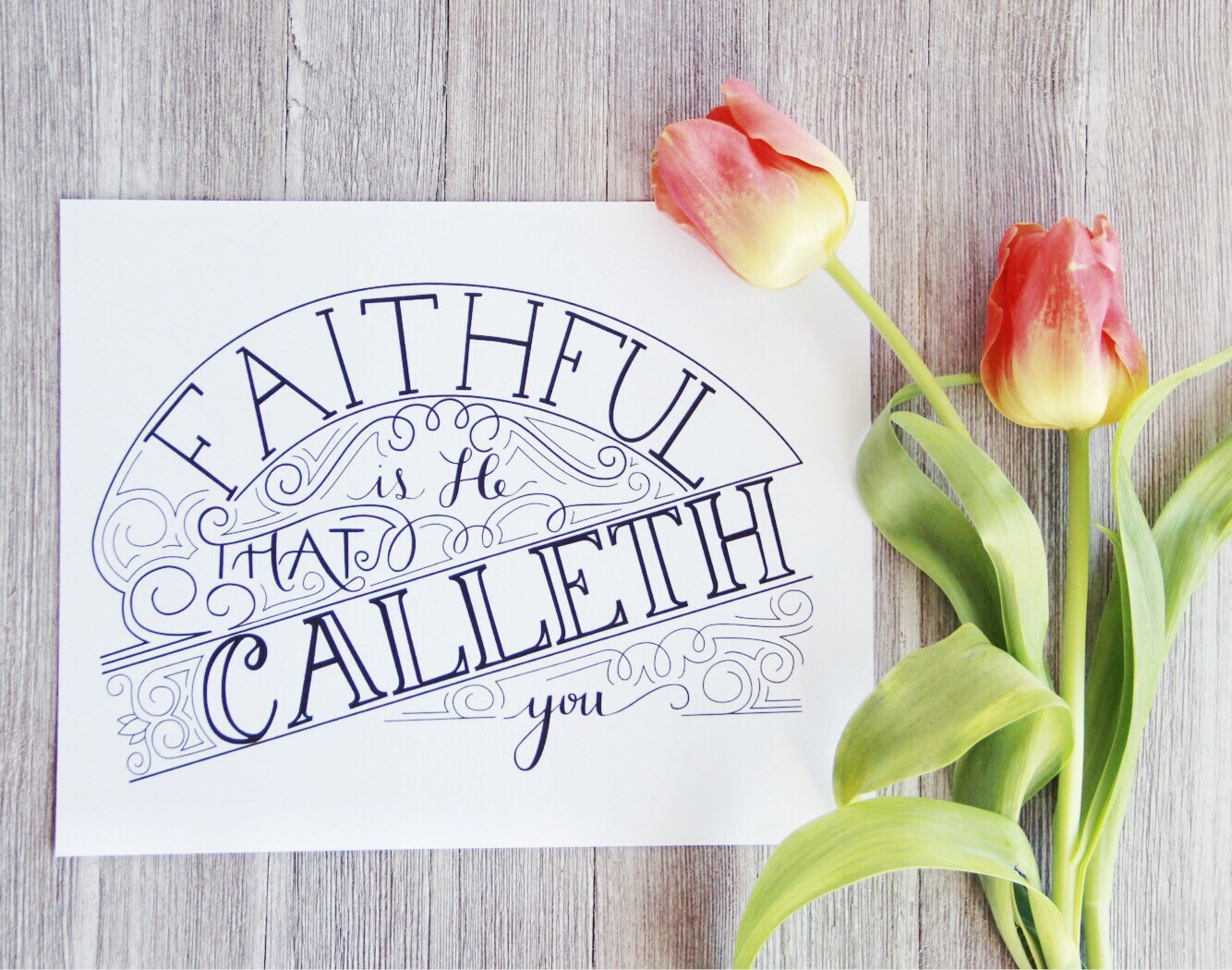 Faithful Is He That Calleth You Hand-Lettered Scripture - Etsy