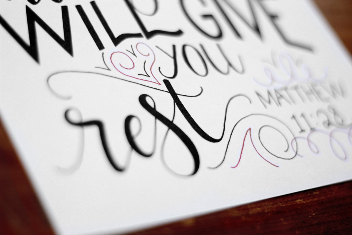Hand Lettered Come In Come Unto Me | Hand Lettered Word Bible Verse Art Print | Matthew 11:28 ...
