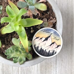 Be Strong in the Lord Mountain Watercolor Sticker, water bottle sticker, waterproof vinyl sticker, Faith sticker, mountain lover sticker