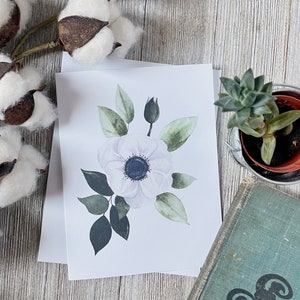 Anemone Linen textured greeting cards with envelopes | Unique Modern Floral Watercolor Design