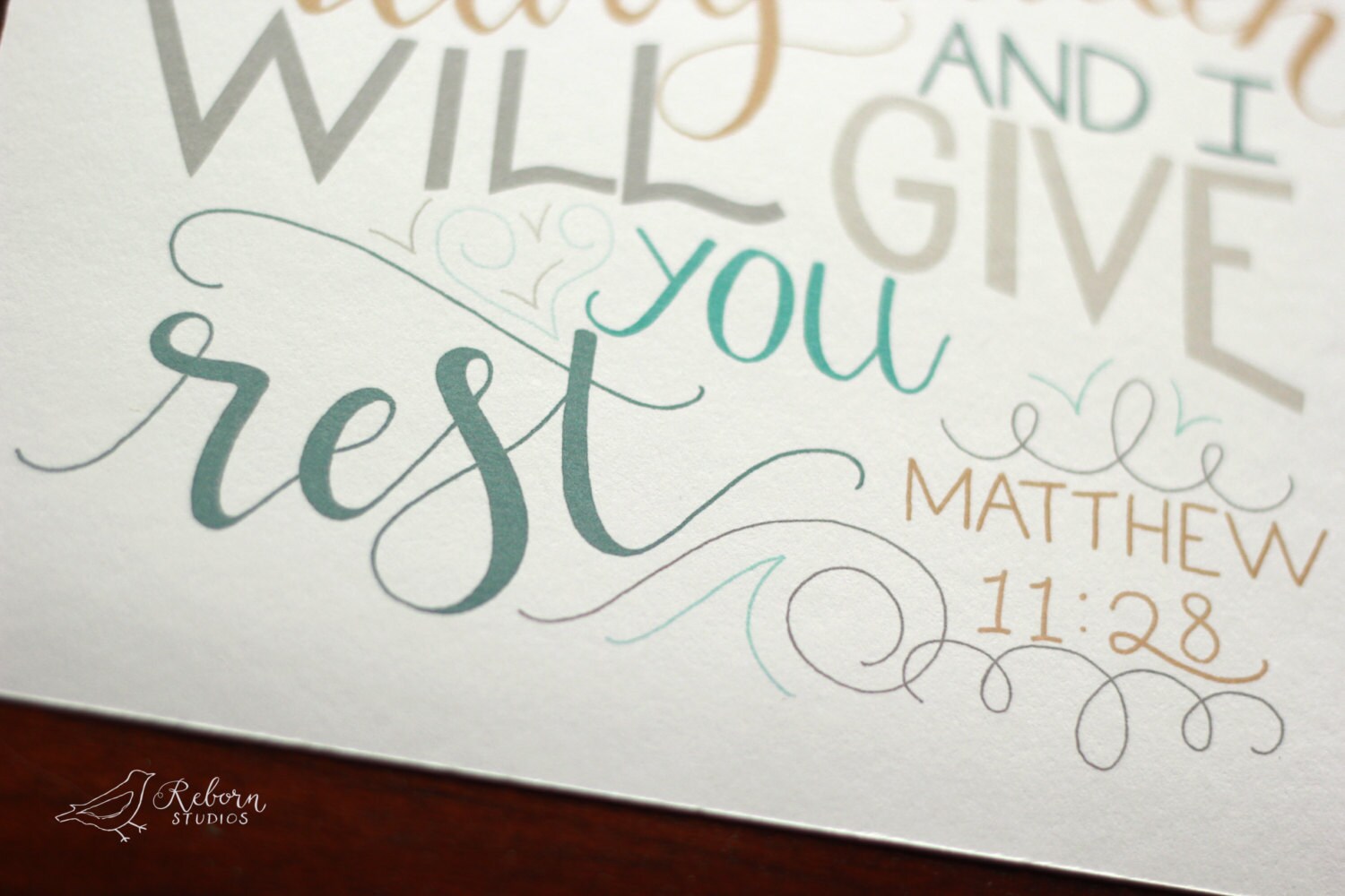Hand Lettered Come In Come Unto Me | Hand Lettered Word Bible Verse Art Print | Matthew 11:28 ...