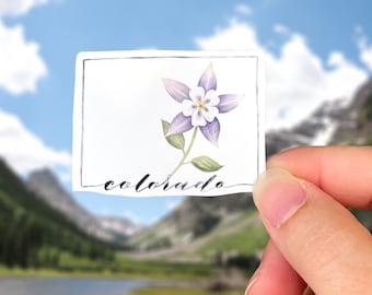 Colorado Columbine Flower Sticker: Matte Vinyl Waterproof Decal