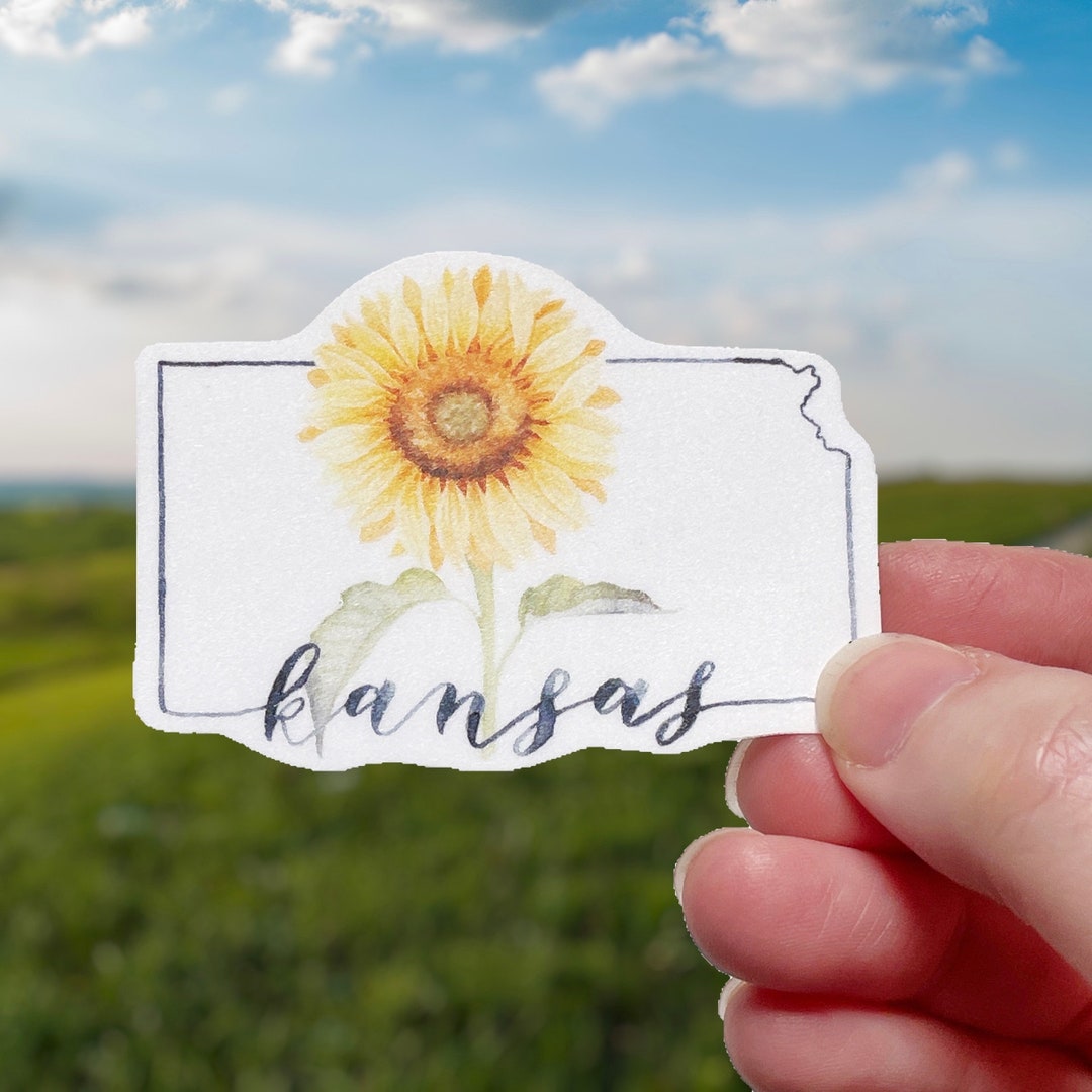 Kansas Weather Sticker Kansas State Outline and Sun Flower Matte Vinyl Waterproof Sticker - Etsy