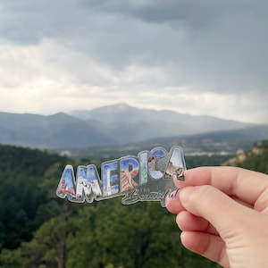 America the Beautiful transparente Vinyl Wasserfarben Aufkleber für Wasserflaschen | Amerikanische Wahrzeichen