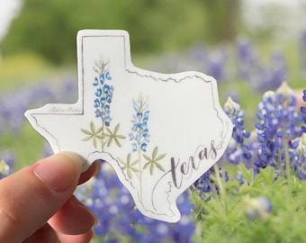 Adesivo in vinile a forma di stella solitaria dei Texas Bluebonnets