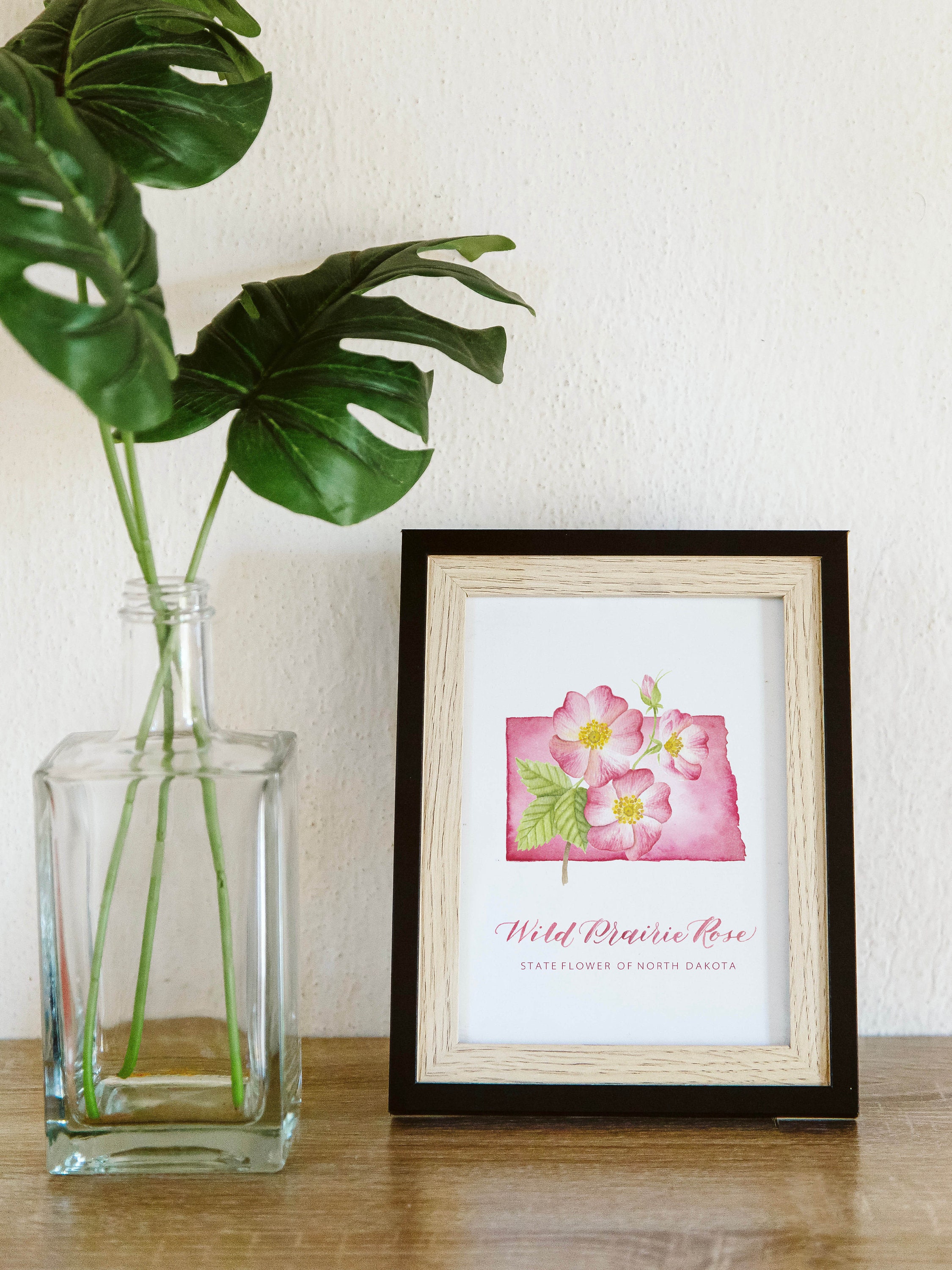 North Dakota Wild Prairie Rose Art Print: Watercolor State Flower - Etsy