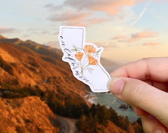 California Poppy Sticker: State Flower, Matte Vinyl, Waterproof