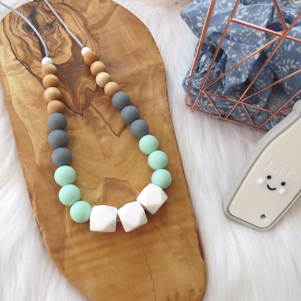 Silicone Teething Necklace | Nursing Necklace | Modern Geometric Necklace - Lily