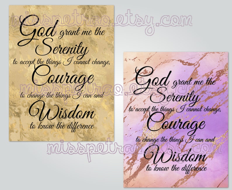 printable serenity prayer eight 8 designs digital etsy
