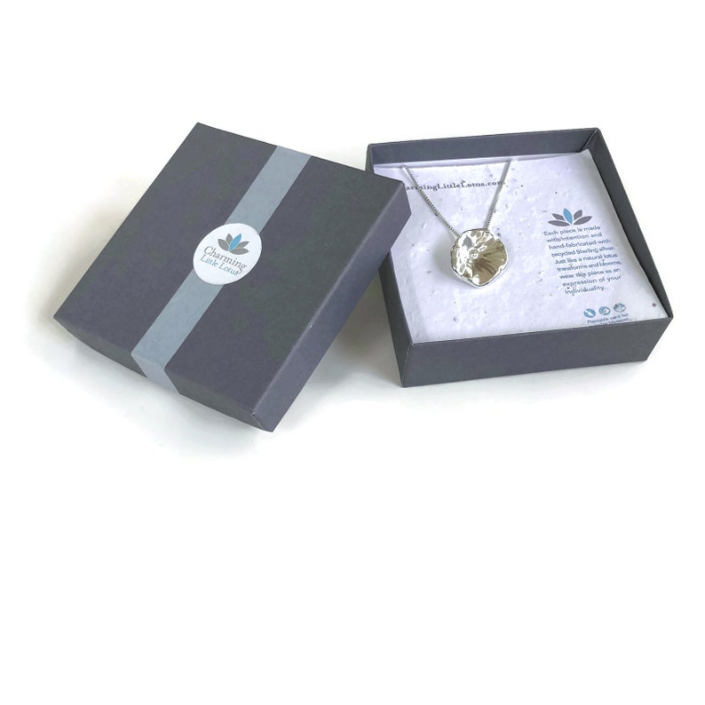 Sterling Silver Lotus Leaf Lotus Leaf Charm Necklace by Charming Little Lotus Botanical Lotus Flower Gifts Silver Lotus Jewelry